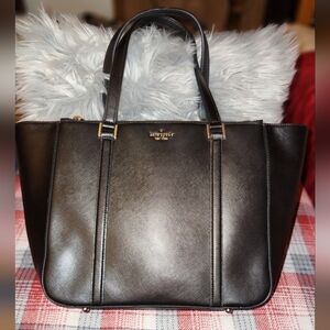 Kate Spade business class refined black leather tote